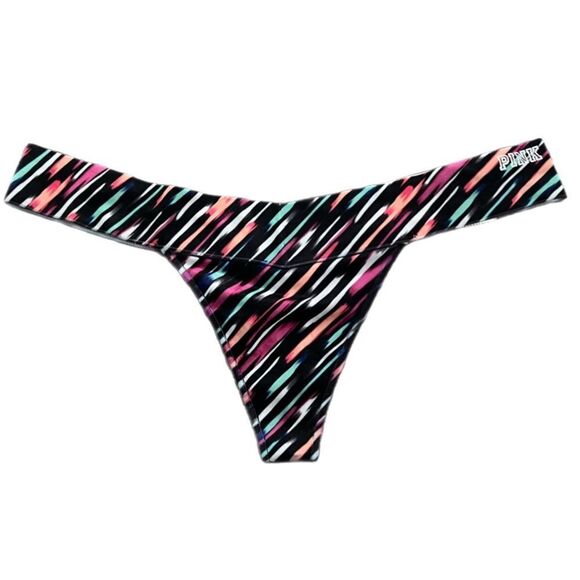 Victoria’s Secret Pink Extra Low Rise thong panty logo on waist multicolor large - Picture 4 of 10